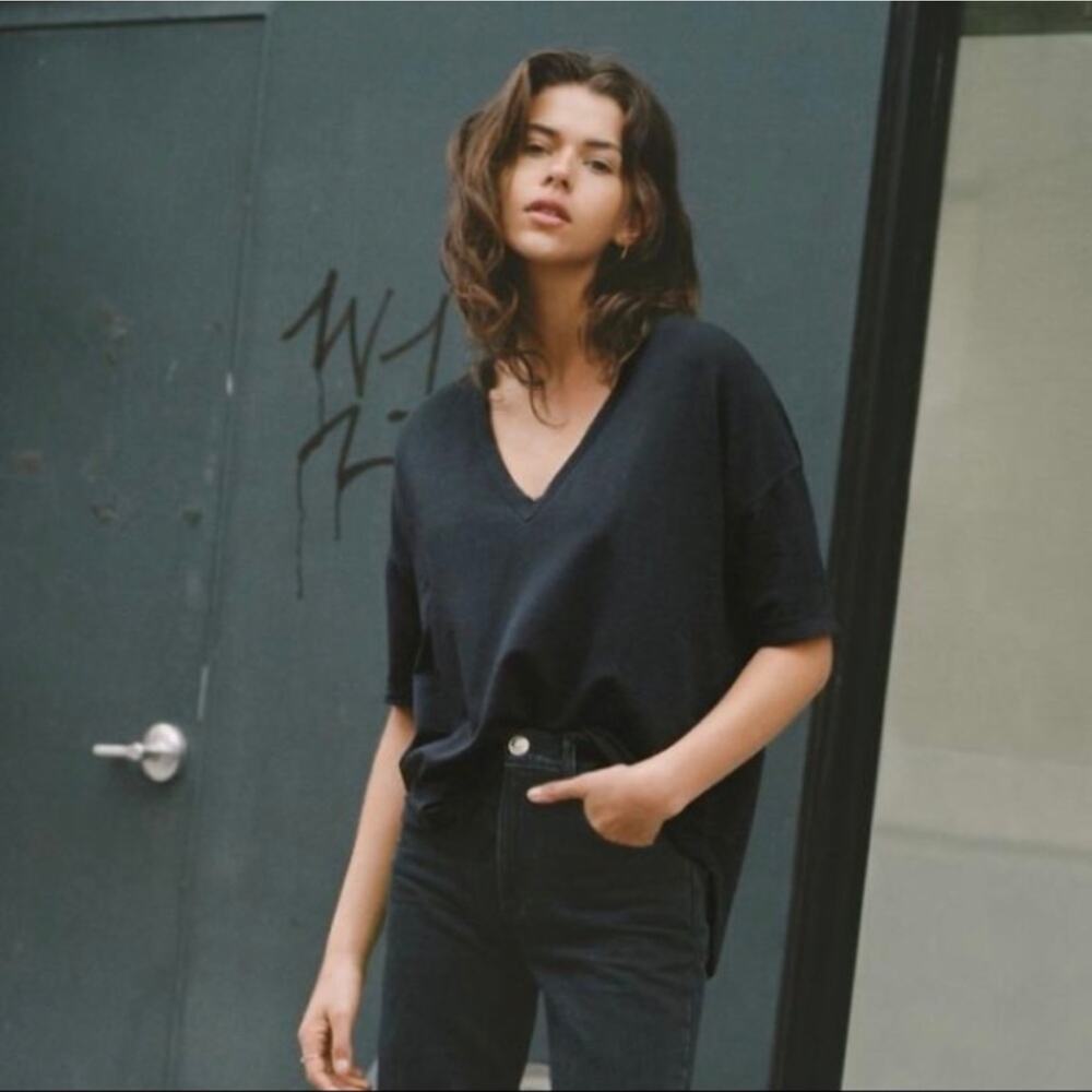 rag & bone Phoenix Vee Jersey V Neck Tee Black M - Picture 4 of 14